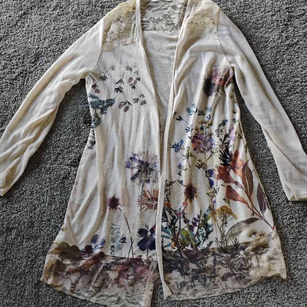 Floral Beige Women's Cardigan